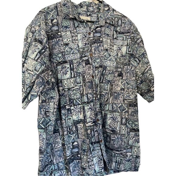Bishop St Apparel Men's Native Hawaiian Design Collared Buttoned Shirt Size 3XL - Picture 1 of 12